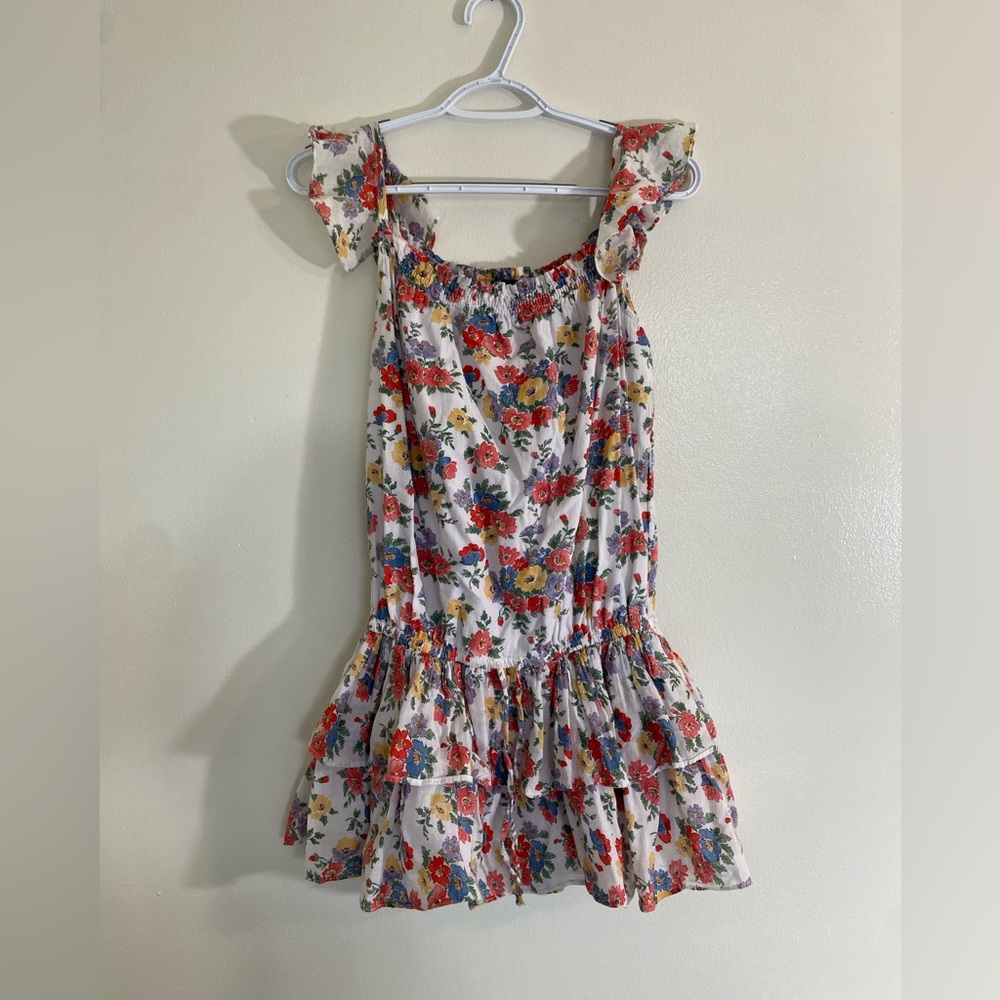 Polo Ralph Lauren Floral Off Shoulder Cotton Dress Size 12 Lined Ruffle
